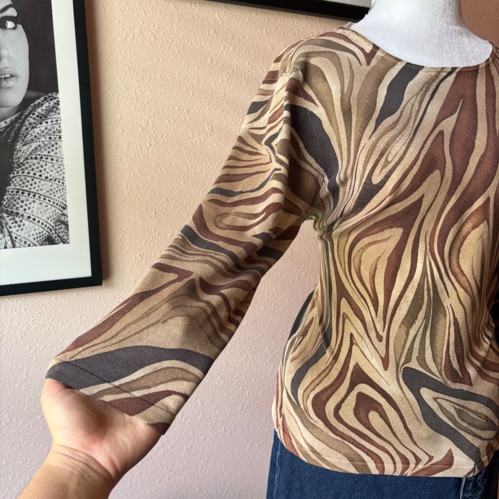 Vintage 90s Silk Zebra Print Blouse - Picture 3 of 8
